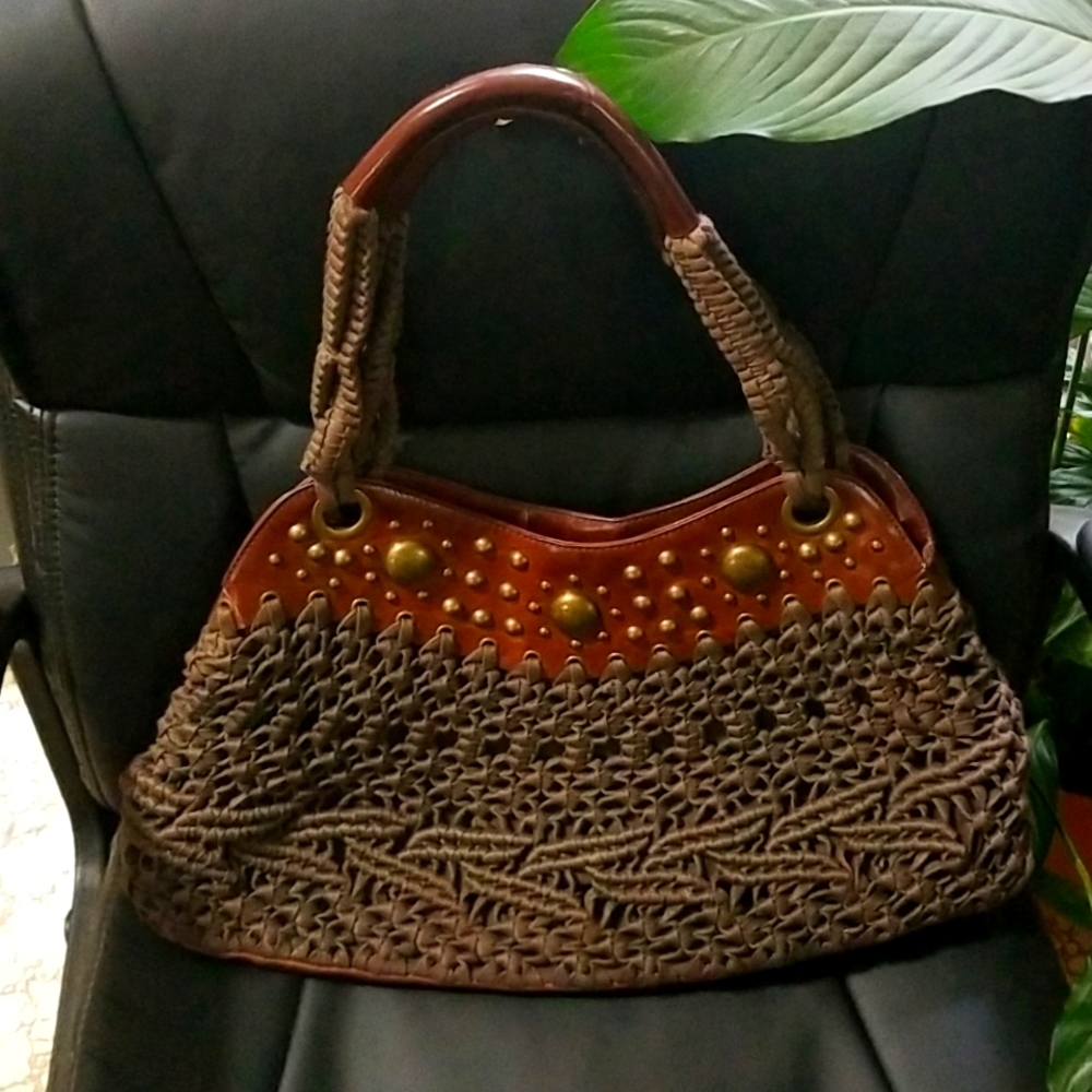 Brown Vintage leather bag boho chic.